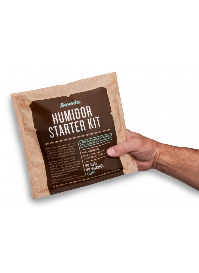 Boveda Starter Kit Bundle: Season a Wood Storage Box Plus Maintain Humidity with 2-Way Humidity Control | Includes (2) Each Size 60 Boveda 84% & 72% | 1-Count