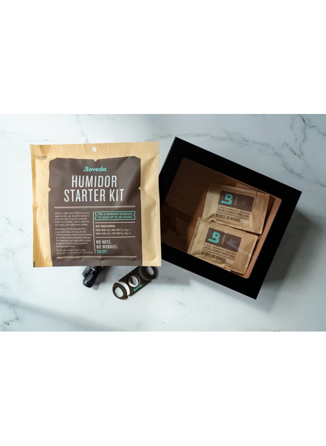 Boveda Starter Kit Bundle: Season a Wood Storage Box Plus Maintain Humidity with 2-Way Humidity Control | Includes (2) Each Size 60 Boveda 84% & 72% | 1-Count