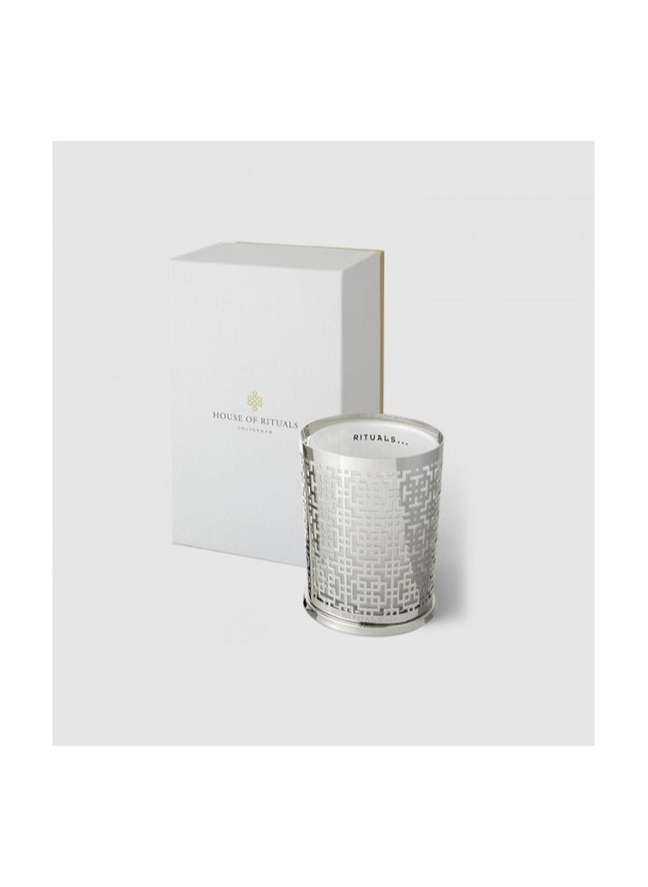 Private Collection Luxury Candle Holder - Metal Window Silver Porcelain Candle Holder - Metal Window Silver