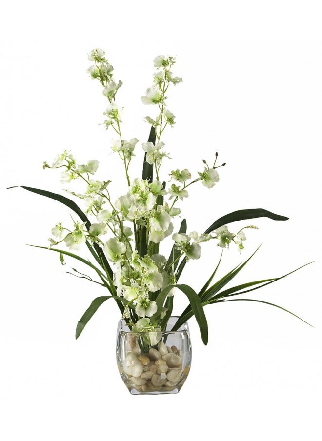 Nearly Natural 1119-GR Dancing Lady Orchid Liquid Illusion Silk Flower Arrangement, Green,30