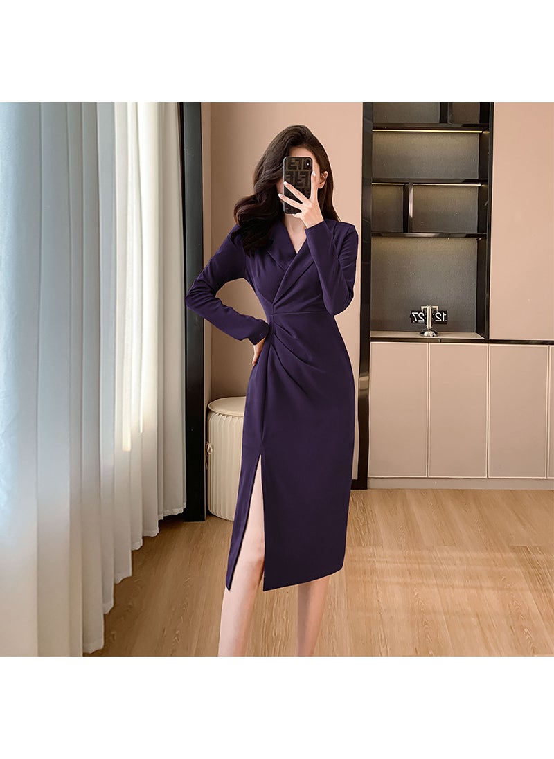 Elegant Pencil Dress Autumn Winter 2024 Purple