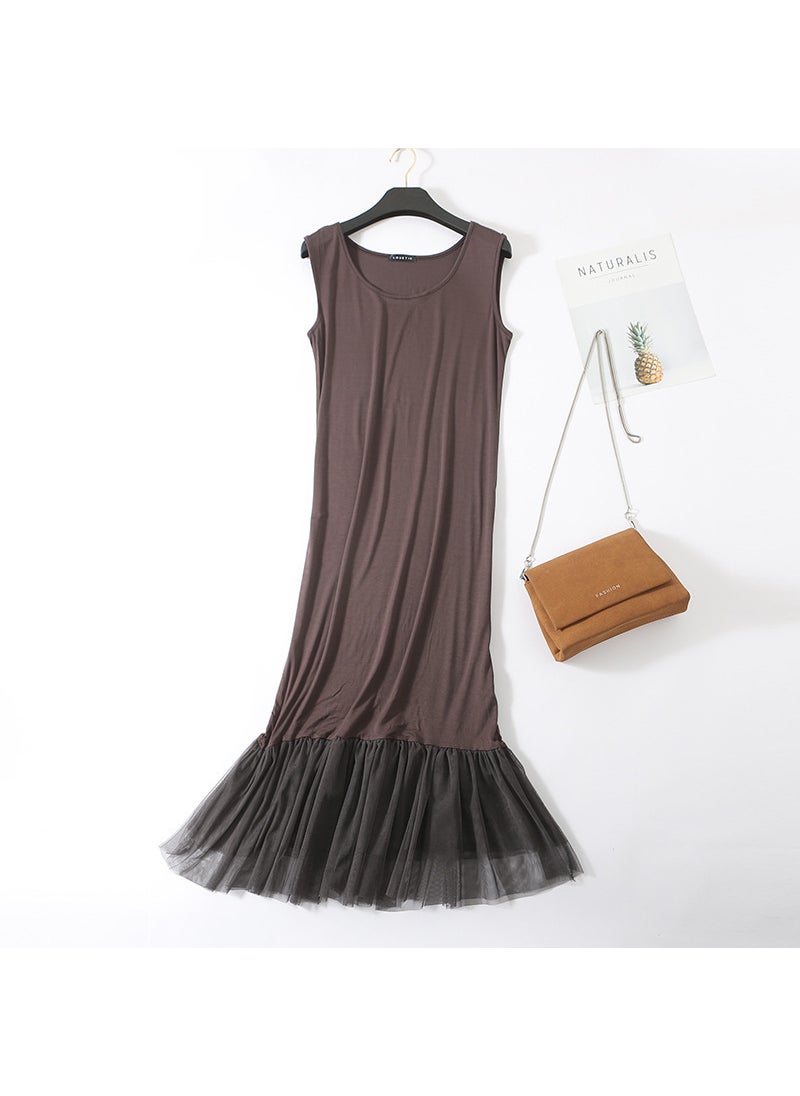 Modal Goddess Fresh Lace Camisole Midi Dress Brown