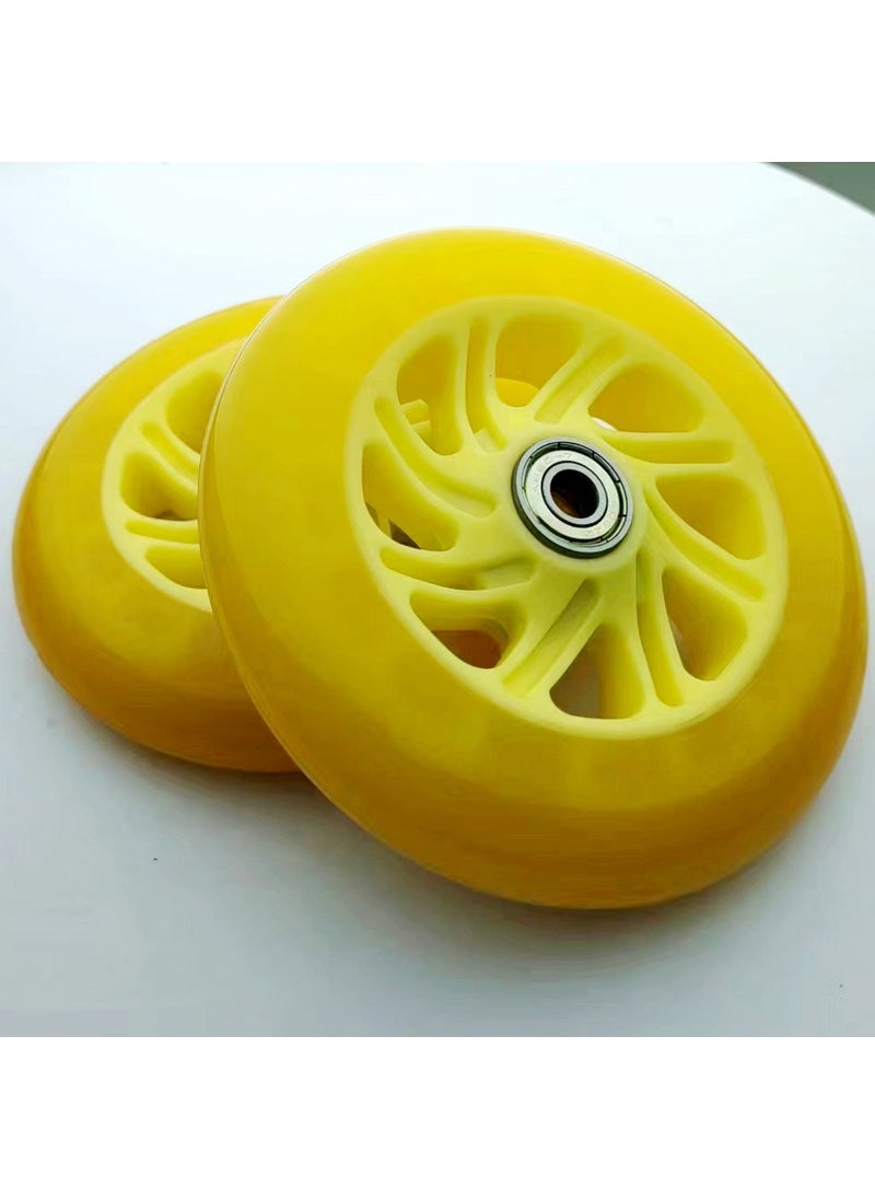 Kids Scooter Wheel Accessory, Blue Flashing, Durable PULight yellow translucent 125mm1 pair Light yellow translucent 125mm1 pair