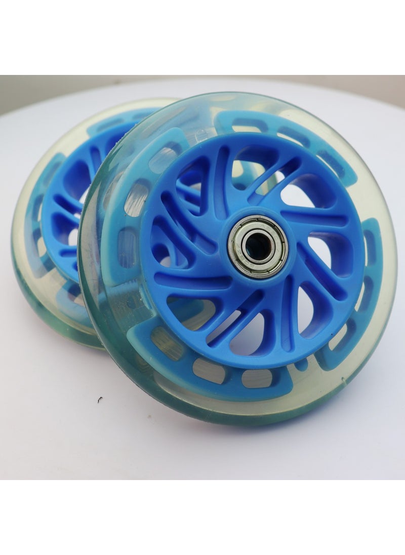 Kids Scooter Wheel Accessory, Blue Flashing, Durable PUBlue transparent 120mm1 pair Blue transparent 120mm1 pair