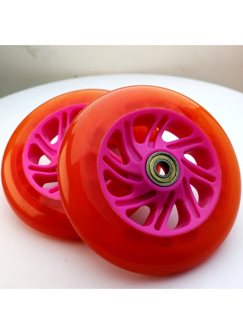 Kids Scooter Wheel Accessory, Blue Flashing, Durable PUPink Translucent 125mm1 Pair Pink Translucent 125mm1 Pair