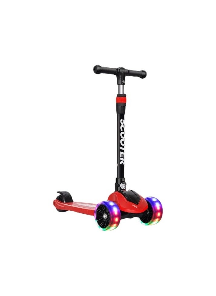 Child Scooter LED Three -wheeled folding can be removed Colour:Red