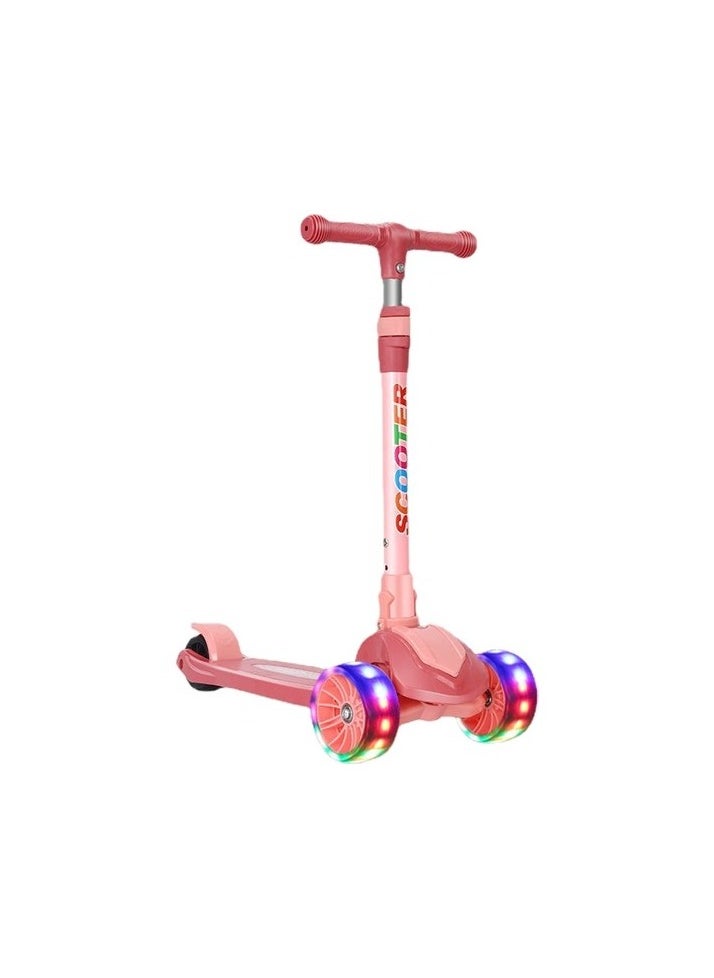 Child Scooter LED Three -wheeled folding can be removed Colour:Pink