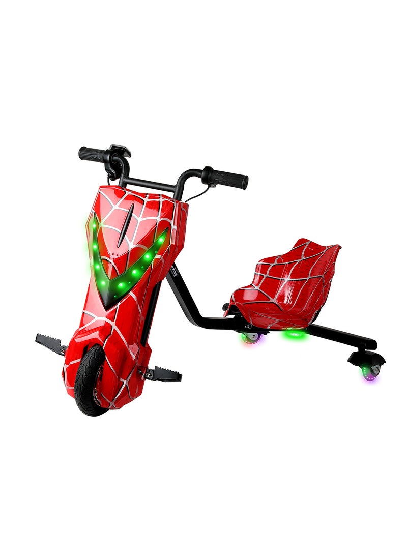 36V High-Power 360° Electric Stunt Drifting Scooter For Kids & Adults - Adjustable Body With Bluetooth & Protective Gear, 3 Speed Modes, 250W Brushless Motor, 8-15 Km/H With 80 Kg Load, Age 6+ Noon Exclusive Series - Spider Red