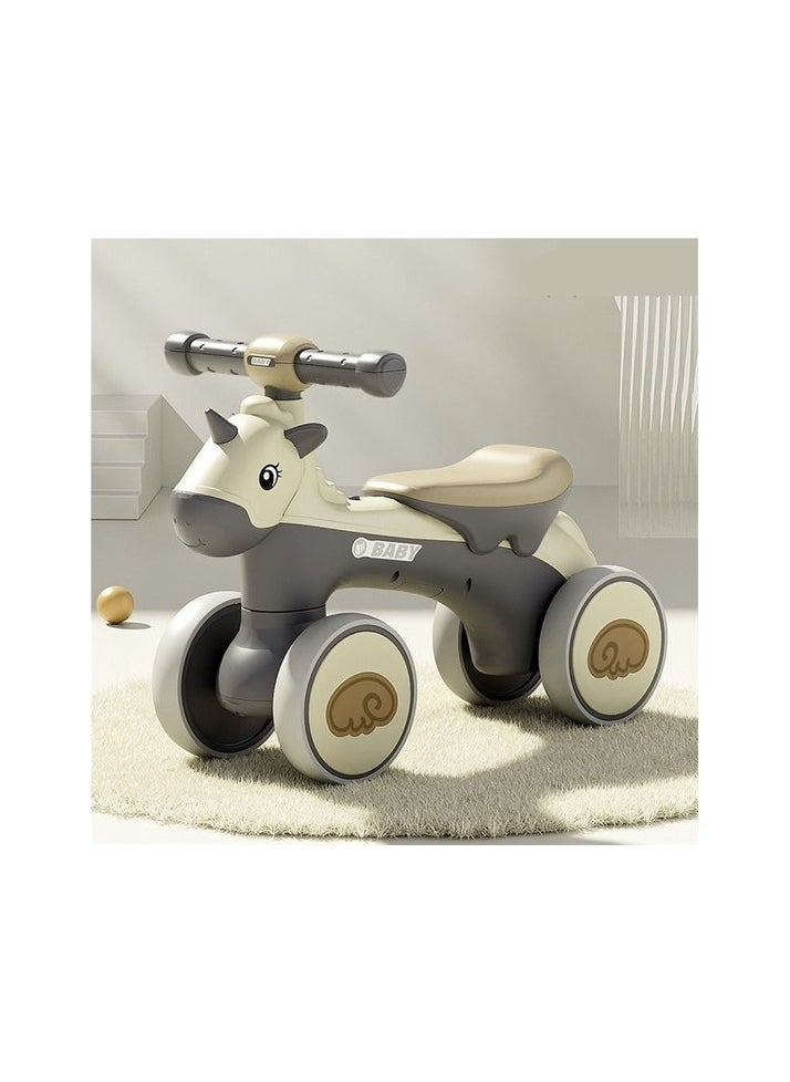 Children's Balance Car Four-wheeled Scooter 1-3 Years Male and Women's Slide Car (abroad Colour:Gray model:yellow