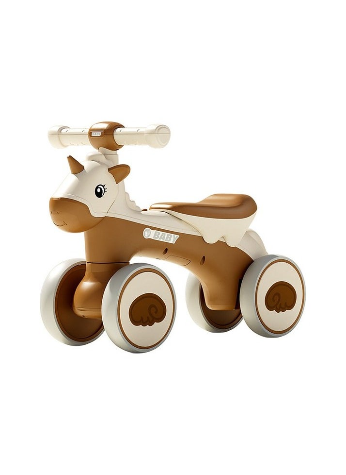 Children's Balance Car Four-wheeled Scooter 1-3 Years Male and Women's Slide Car (abroad Colour:Brown model:yellow