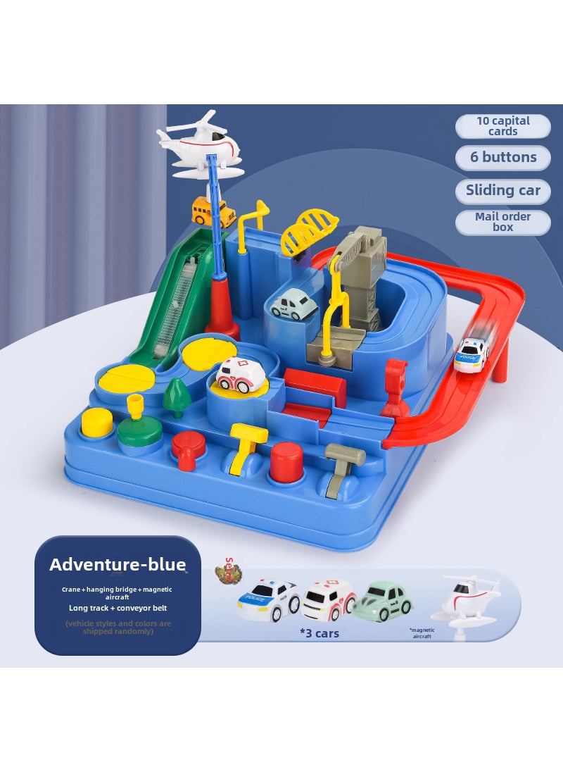 Car Breaking through the Great Adventure Shake Tone with Small Train Railcar Parking Lot Childrens Toys New Year Gift[E-commerce Boxed] Small six-button car adventure - equipped with 3 cars [E-commerce Boxed] Small six-button car adventure - equipped with 3 cars