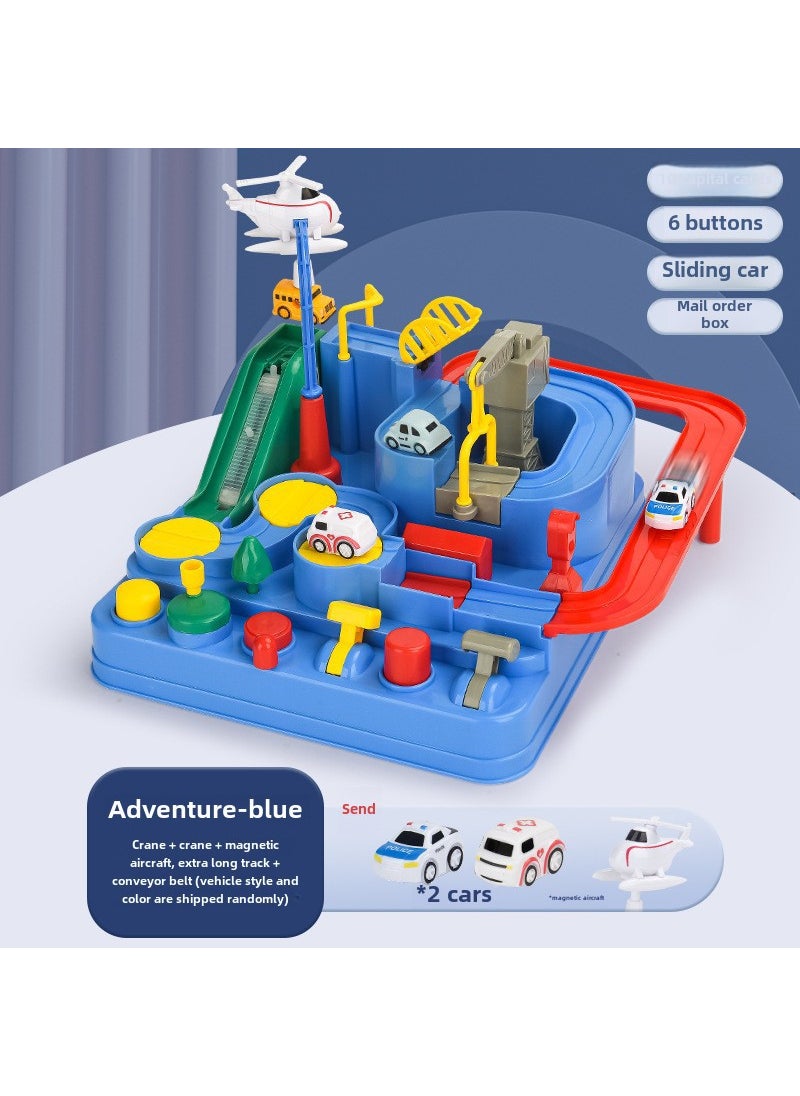 Car Breaking through the Great Adventure Shake Tone with Small Train Railcar Parking Lot Childrens Toys New Year Gift[E-commerce Boxed] Small six-button car adventure - comes with 2 cars [E-commerce Boxed] Small six-button car adventure - comes with 2 cars