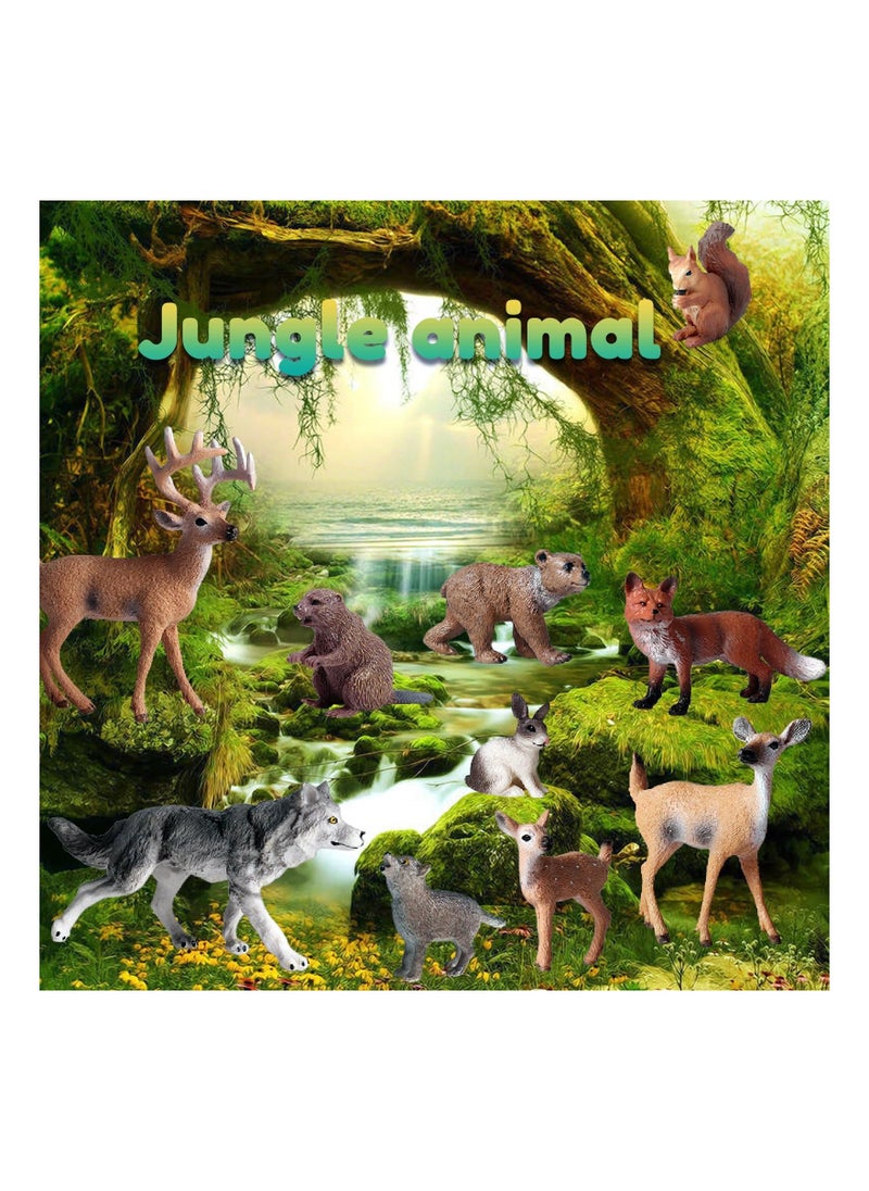 10 Pcs Forest Animal Toys Figures Realistic Woodland Creatures Figurines, Plastic Animals Miniature Cake Topper