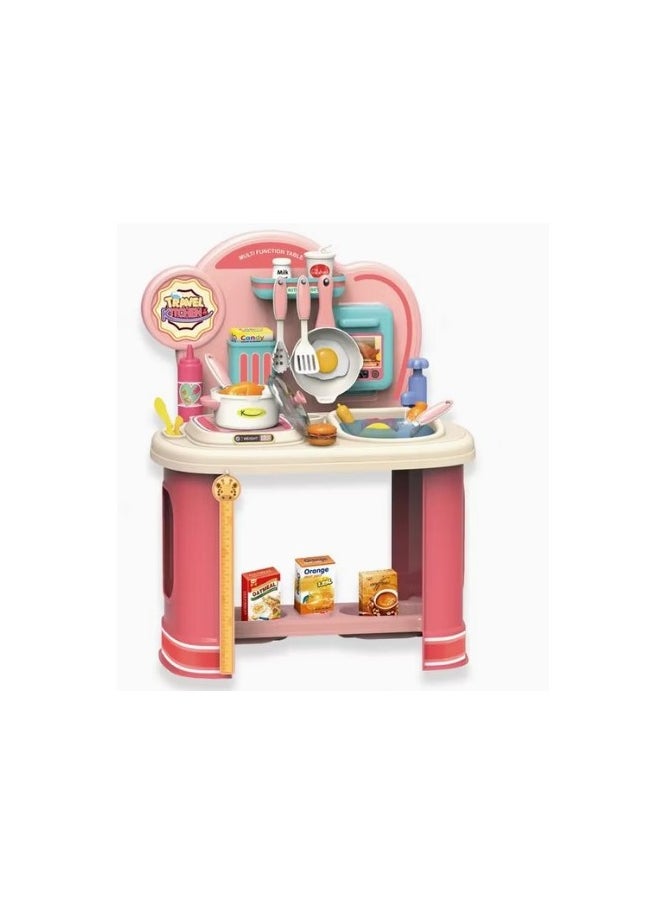 Kitchen Play Set for Kids- Educational 24 Inch Intellectual Pretend Play Preschool Kitchen Toys Tableware Table