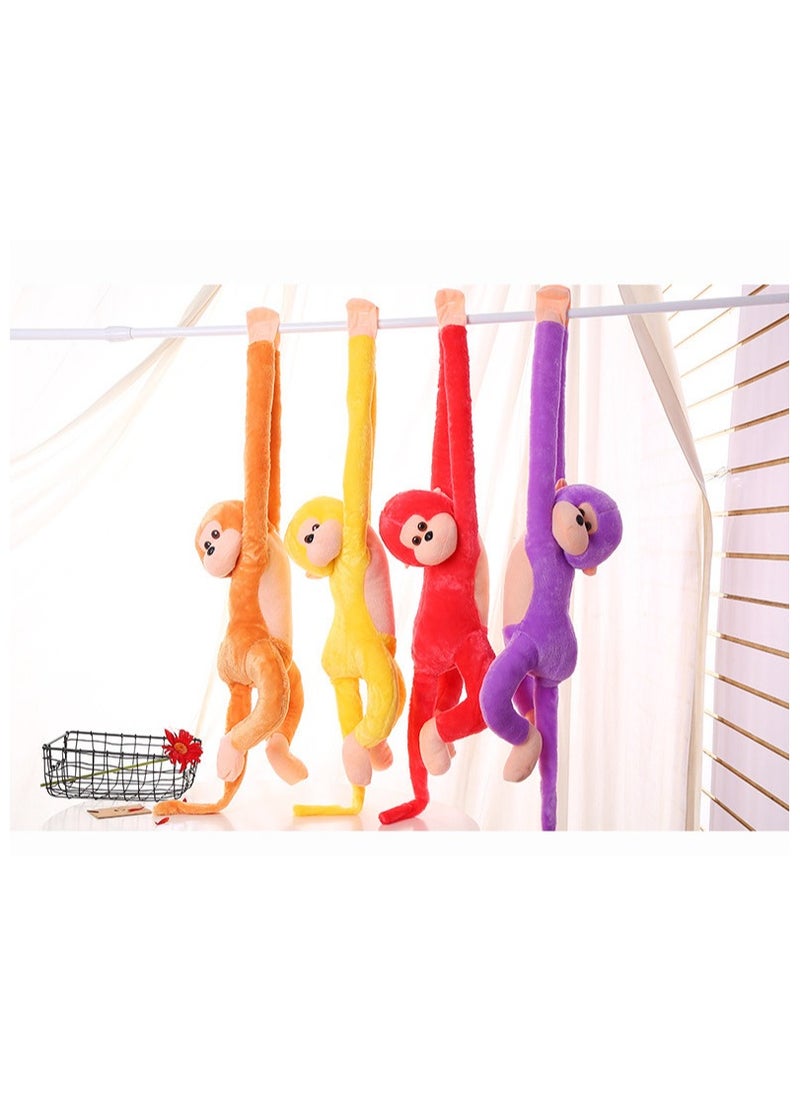 Colorful Long-Armed Monkey Plush Toys Children's Gifts Cute Monkey Doll Home Hanging Ornament Sounding Doll (Red, about 35 inches)