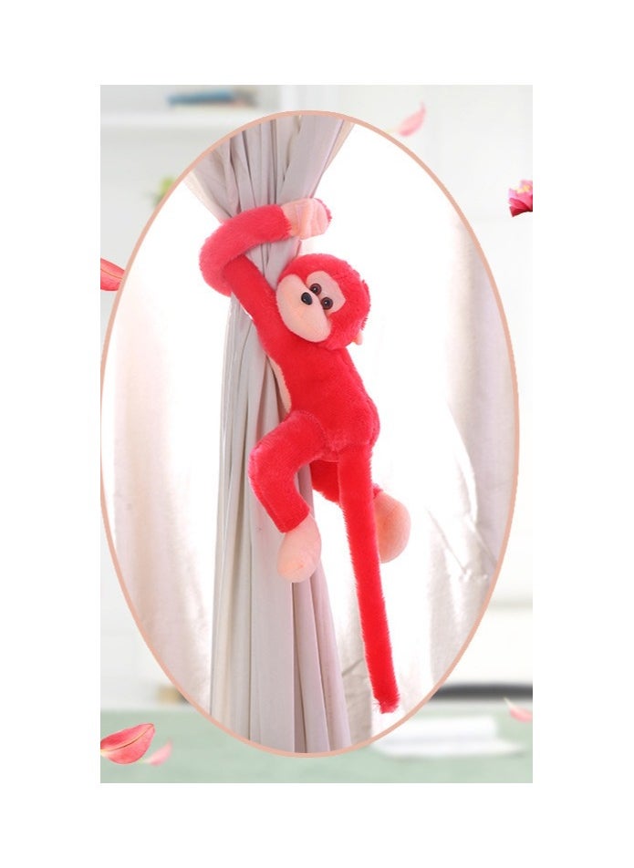 Colorful Long-Armed Monkey Plush Toys Children's Gifts Cute Monkey Doll Home Hanging Ornament Sounding Doll (Red, about 35 inches)