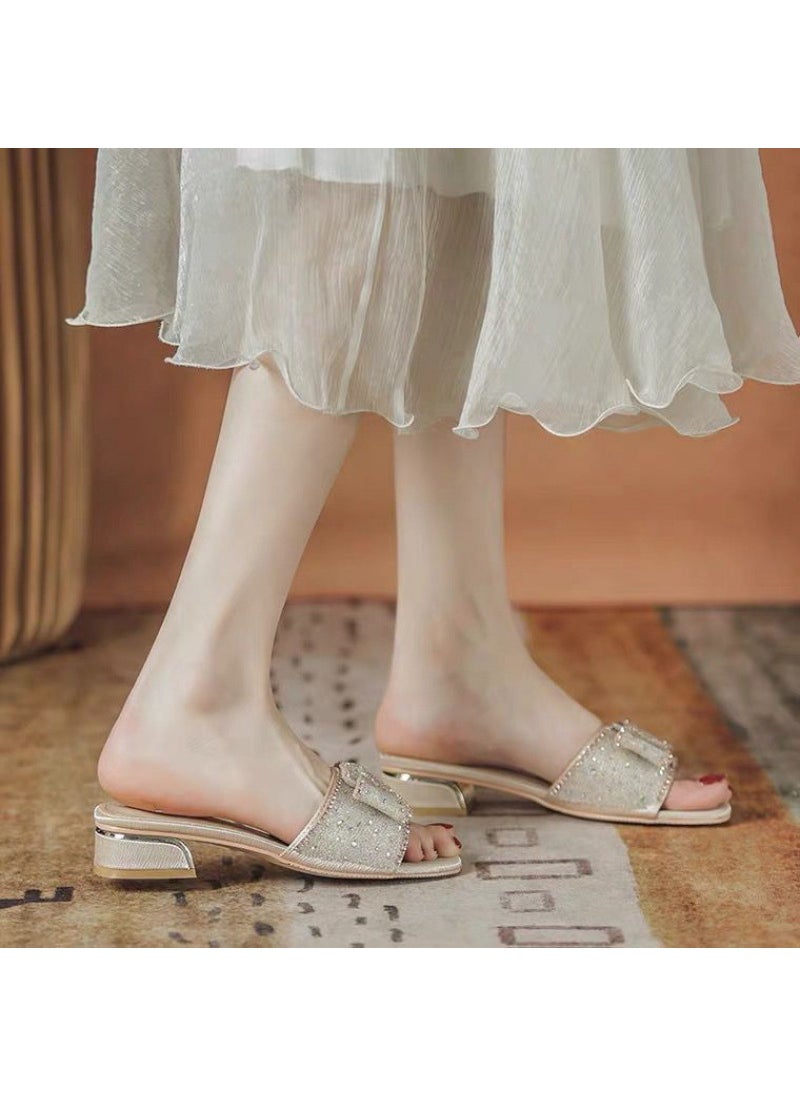 2024 Summer Fairy Transparent Heel Sandals apricot 918