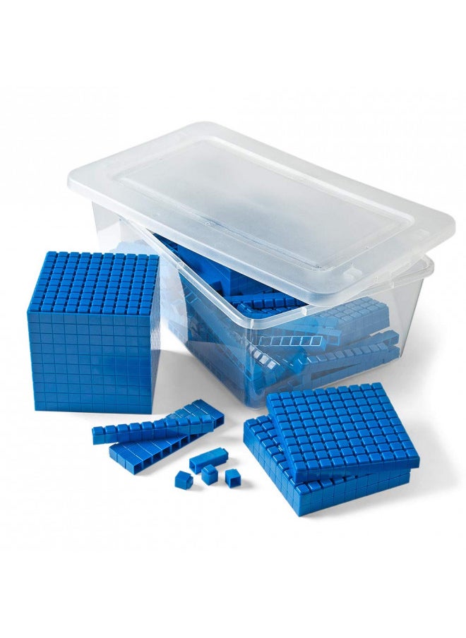 hand2mind Blue Plastic Interlox Connecting Base Ten Blocks Complete Set, Place Value Blocks, Counting Cubes, Base Ten Blocks Classroom Set, Base 10 Math Manipulatives Kindergarten (Set of 161)