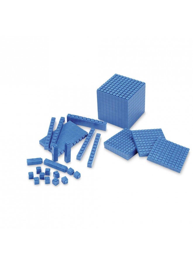 hand2mind Blue Plastic Interlox Connecting Base Ten Blocks Complete Set, Place Value Blocks, Counting Cubes, Base Ten Blocks Classroom Set, Base 10 Math Manipulatives Kindergarten (Set of 161)