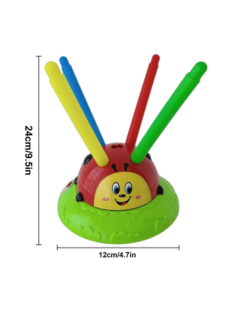 2 in 1 Musical Jump, Ring Toss Game Toy, Stomping & Launch Rockets Launchers Toys, Musical Jump Ladybug Fun Toy, Kids Party Games, Kids Indoor Outdoor Toys for Boys Girls Age 4-8