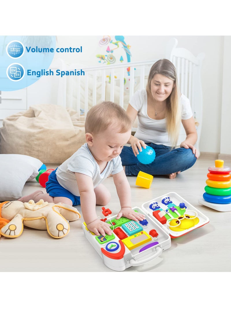 Montessori Toys for 1 Year Old Boys and Girls, Toddler Sensory Busy Board Travel Toys, Airplane Toys for Toddlers Age 1-3, Bilingual Educational Baby Toys for 12-18 Months, Birthday Gift