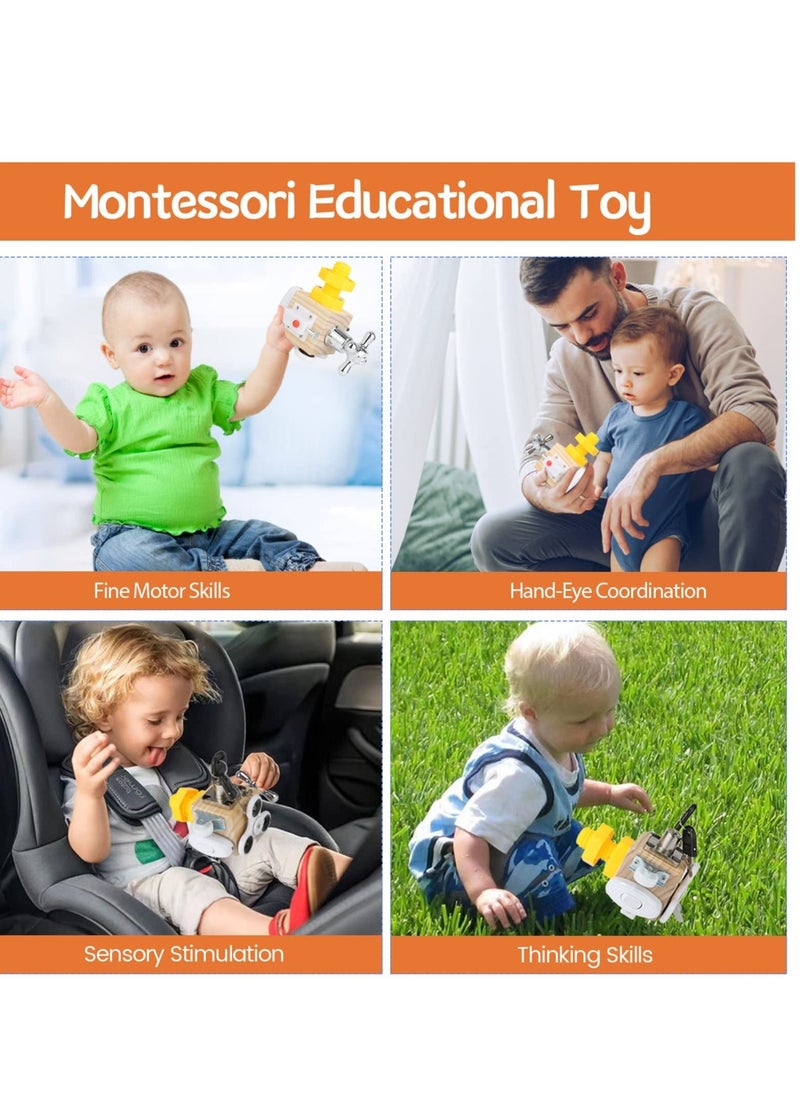 Montessori Toddler Busy Board, Educational Busy Cube Sensory Busy Board, Suitable for Toddlers 1 2 3 Years Old, Gifts for Birthday