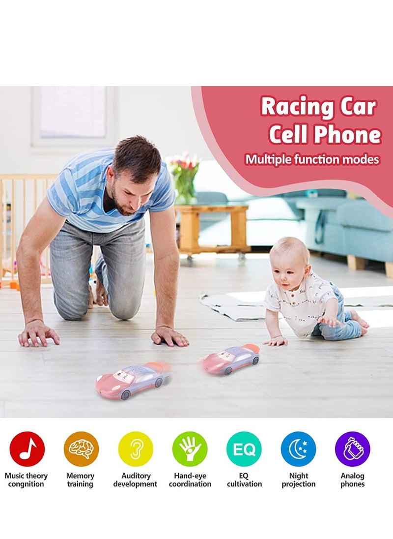 Baby Cell Phone Toy for 1 Year Old Boy, Multi Function Car Toy with Music, Star Projector, Kids Pretend Phone for Learn Call Chat, Early Education Phone Toy for 1 2 3 Year Old Toddler Girl Boy