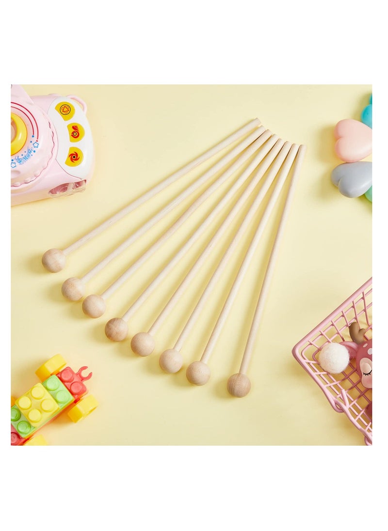 20 Pieces Wood Mallets Percussion Glockenspiel Xylophone Mallets 8.2 Inch Sticks Wood Small Musical Drumsticks Chime Round Head Hammer Wooden Drum and Percussion Mallets for Kids