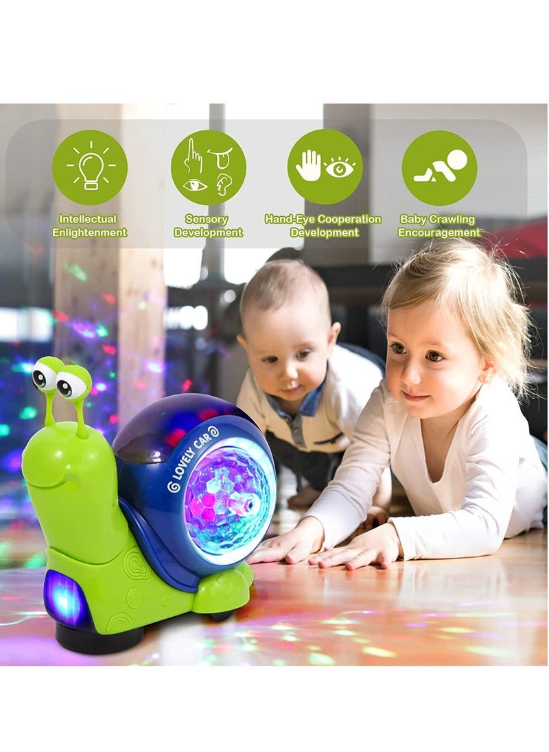 Crawling Snail Baby Toy, Kids Musical Snail Interactive Toy with Sensor Obstacle Avoidance, Musical Light up Crawling Toys, Early Learning Educational Toys for 6 9 12 Months Kids Infants Baby