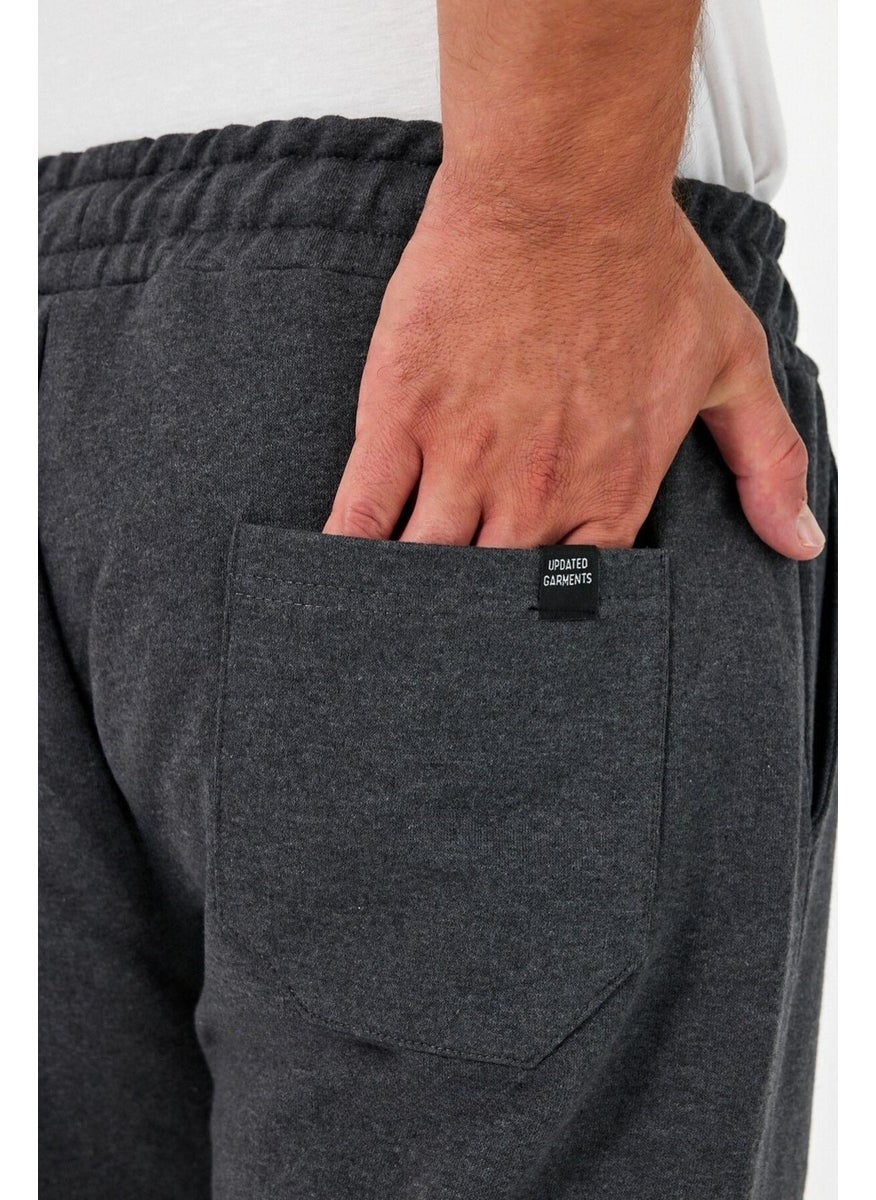 Thick Black-Anthracite Men's 2-Pack Sweatpants Jogger Back Pocket Elastic Leg Regular Fit Non-raised