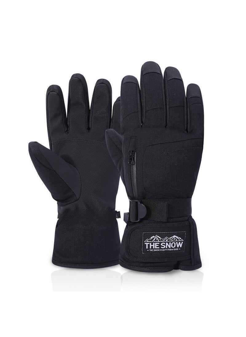 Mens Insulated Ski Gloves Windproof Waterproof Touchscreen Winter Black