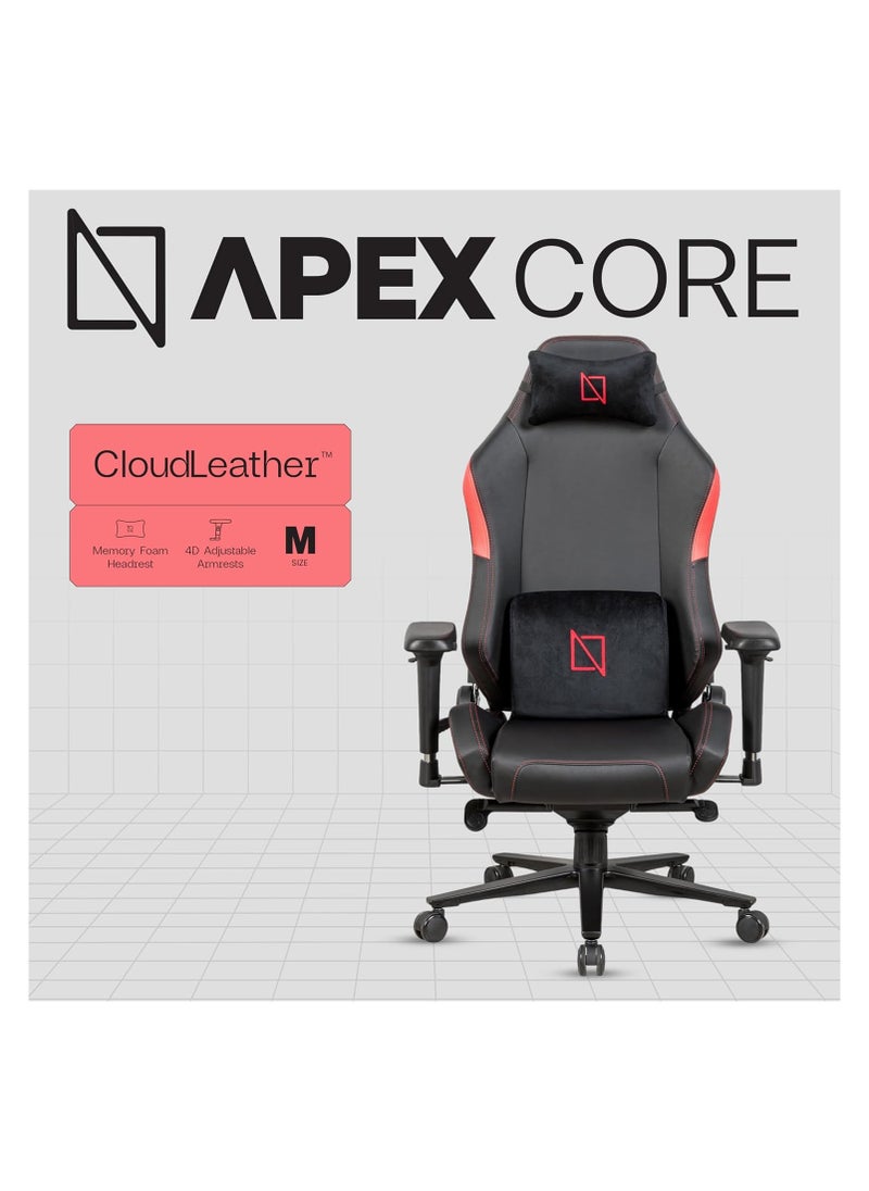 Navodesk APEX CORE Ergonomic Gaming Chair with Lumbar and Memory Foam Headrest Pillow Computer Gaming Chair with Armrest Cloud Leather RED