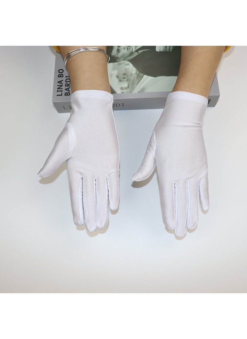 Elastic Black White Gloves for WomenWhite White