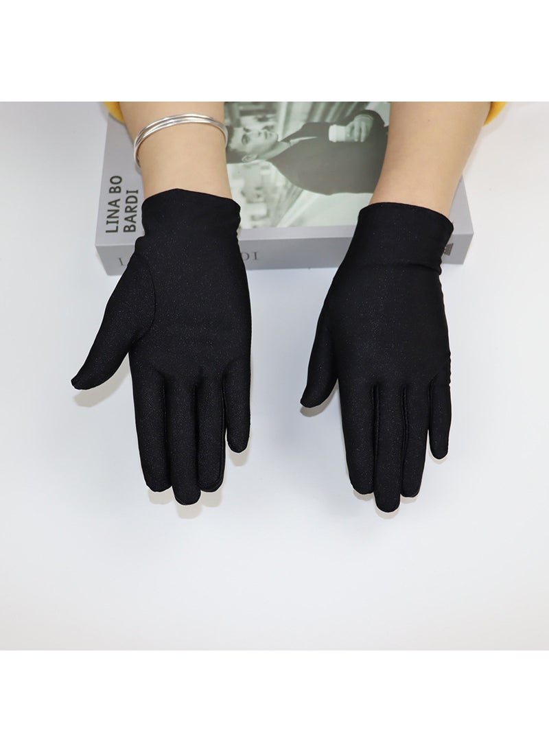 Elastic Black White Gloves for WomenBlack Black