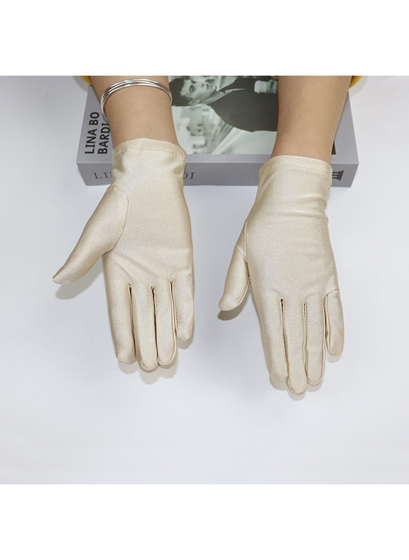 Elastic Black White Gloves for WomenBeige Beige