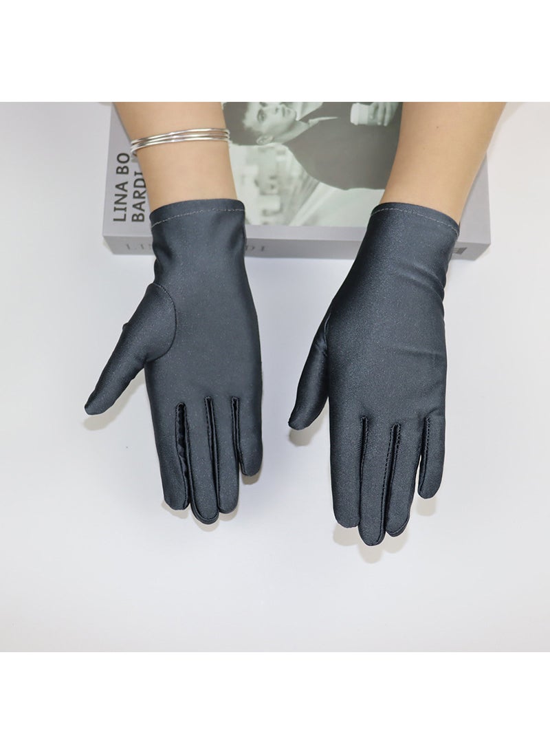 Elastic Black White Gloves for WomenDark gray Dark gray