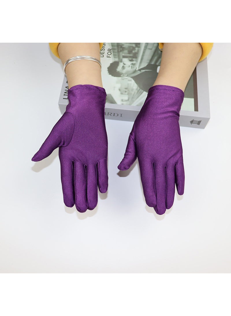 Elastic Black White Gloves for WomenPurple Purple