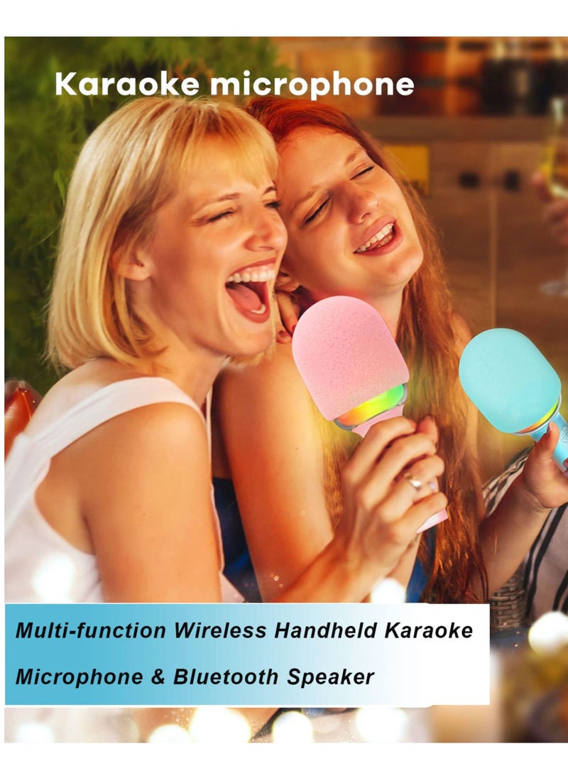 Karaoke Speakers Bluetooth with Microphone，Karaoke Machine for Kids Adults,Mini Portable Handheld Mic Dynamic RGB Light,Voice Changer Sing for Travel Home KTV Party Indoor,  Anytime - Anywhere Sing (Blue)