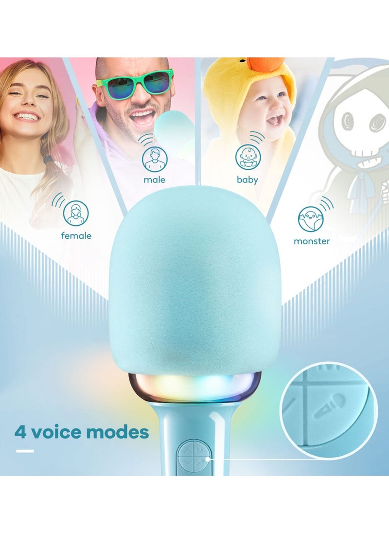 Karaoke Speakers Bluetooth with Microphone，Karaoke Machine for Kids Adults,Mini Portable Handheld Mic Dynamic RGB Light,Voice Changer Sing for Travel Home KTV Party Indoor,  Anytime - Anywhere Sing (Blue)