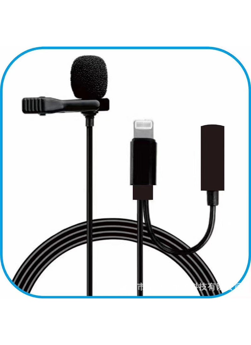 Mini Lavalier Microphone Noise Reduction for DSLR Apple Lighting interface recording monitoring