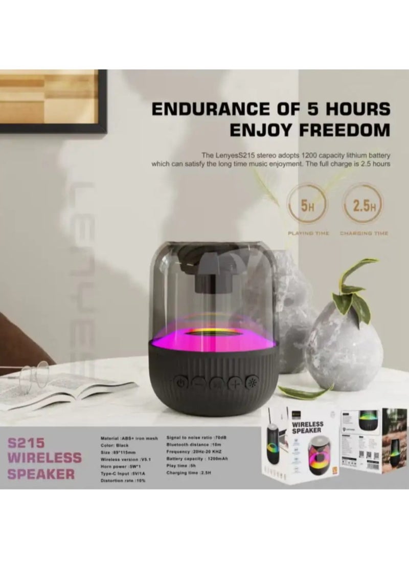Lenyes S215 Bluetooth Speaker Portable Wireless Stereo - Black