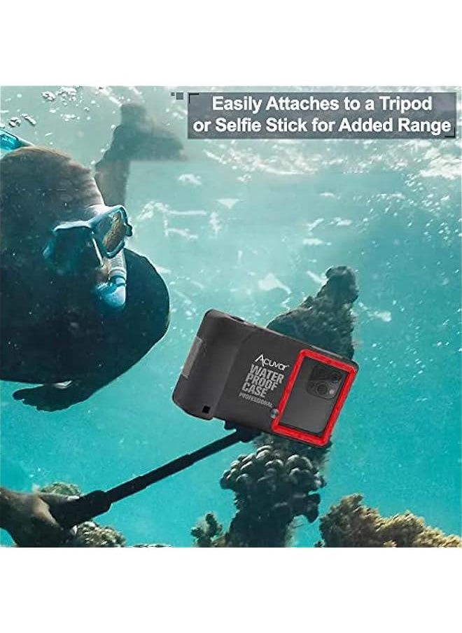 New Updated Extreme Waterproof Underwater Diving, Snorkel Phone Case Compatible with All iPhone (Max, Plus, S), Samsung, LG, Google, Android Up to 50Ft, 15M with Lanyard, (Red/Black)