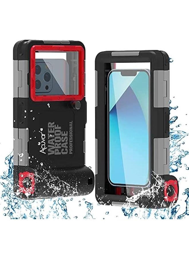 New Updated Extreme Waterproof Underwater Diving, Snorkel Phone Case Compatible with All iPhone (Max, Plus, S), Samsung, LG, Google, Android Up to 50Ft, 15M with Lanyard, (Red/Black)