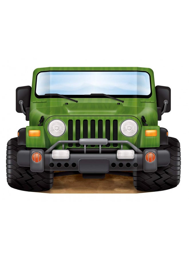 Beistle Jungle Safari Jeep Photo Prop Backdrop for Birthday Party Supplies, Multicolored