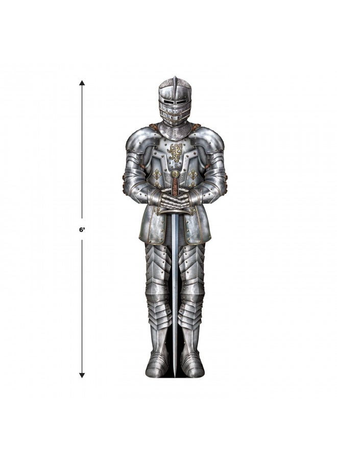 Beistle Jointed Suit of Armor Knight Cut Out Medieval Theme Party Wall Decoration Photo Prop Backdrop, 6', Multicolored