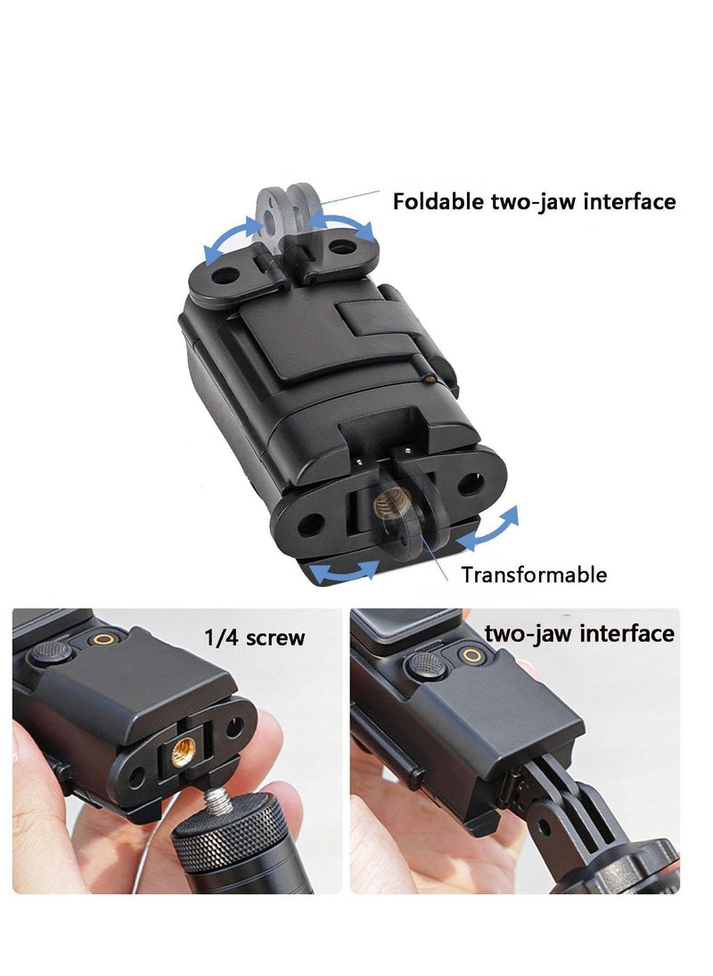 Camera Extension Adapter for DJI Osmo Pocket 3 Compatible Protective Cage Dual Claw Hook Adapter Handle Foldable Tripod Mount Chest Neck Bracket Holder Backpack Clip and Bike Clamp