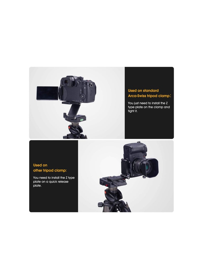 Universal Flex Tilt Head Z Mount Bracket, Tripod Head Quick Release Plate Mounting for Monopod Slider Rail Cage Rig Stabilizer Gimbal for DSLR Camera for Canon, for Nikon, for Sony, for Panasonic