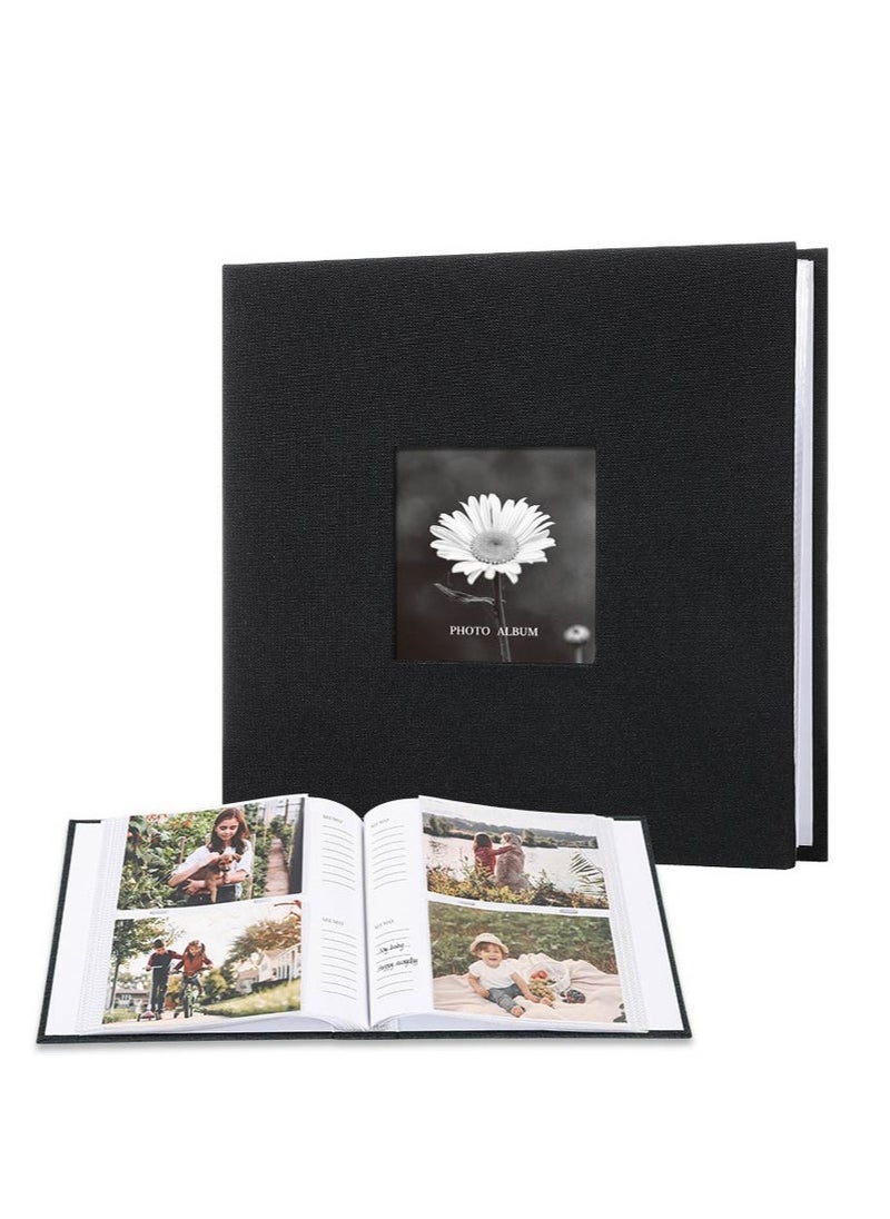 Photo Albums 200-Pocket linen Frame Cover Photo Album, 6-Inch, black