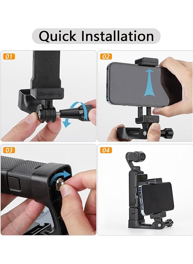 Camera Phone Holder Mount for DJI OSMO Pocket 3 Cell Phone Holder Tripod Adapter Phone Clip Clamp Expansion Accessories with 1/4” Screw for OSMO Pocket 3 Accessories