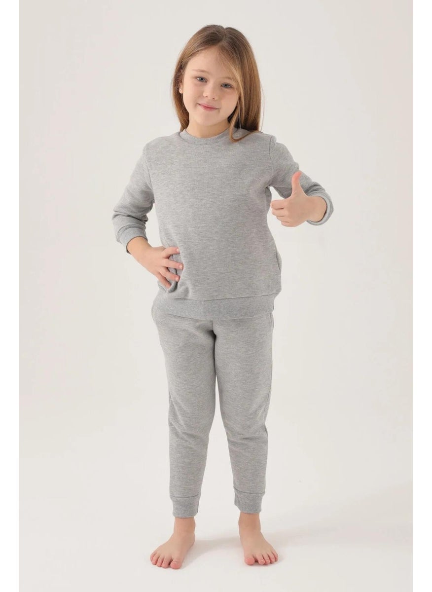 Girl's Gray Tracksuit Set